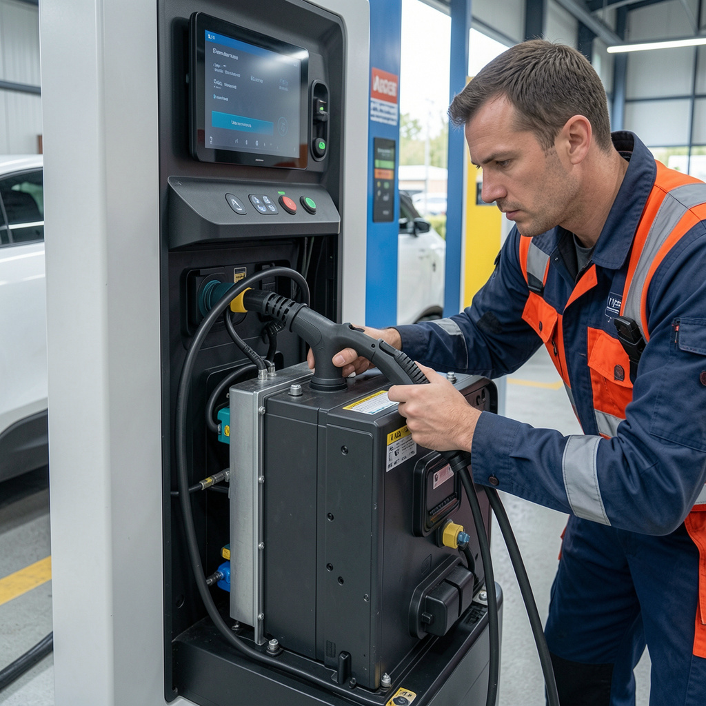 EV Charging Myths: What Really Affects Battery Health 2 This image shows the EV charging battery by technician.
